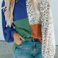 Leopard Patchwork Color Block Ribbed Long Sleeve Top