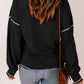Contrast Stitching Trim Waffle Knit Pullover