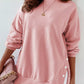 Crew Neck Slit Buttons Sweatshirt