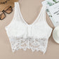 White Floral Lace Mesh Crochet Wide Strap V Neck Bralette