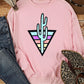 Western Cactus Color Block Pullover Sweatshirt