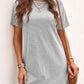 Gray Raglan Sleeve Striped Cotton-blend T-shirt Mini Dress