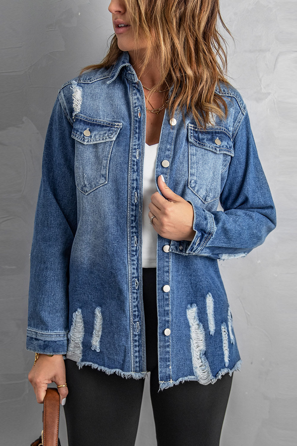 Black Distressed Denim Jacket