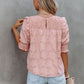 Pink Smocked Jacquard Textured Blouse