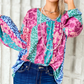 Multicolor Floral Leopard Mix Patchwork Loose Pullover