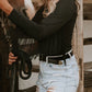 One Shoulder Fringed Long Sleeve Bodysuit