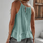 Green Lightweight Ruffle Hem Halter Tank Top