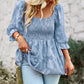 French square collar peplum top