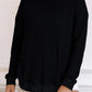 Crew Neck Ribbed Trim Waffle Knit Top