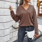 Simple solid color V-neck blouse