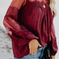 Fashion Lantern-Sleeve Lace Patchwork Top