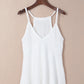 Beige Knitted Ruffled Spaghetti Strap V Neck Tank Top