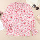 Floral Print Tie V Neck Button Up Blouse