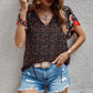 Bohemian style V-neck loose fitting blouse