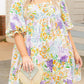Plus Size Floral Print Ruffle Bubble Sleeve Babydoll Dress