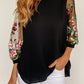 Black Floral Embroidered Sleeve Blouse