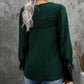Green Swiss Dot Hollow Out Ruffle Sleeve Blouse