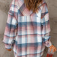 Pink Plaid Flap Pockets Shacket