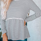 Flowy A-line Stiped Print Long Sleeve Top