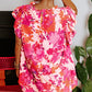 Rose Ruffle Tiered Sleeve Frill Neck Floral Plus Size Blouse