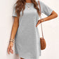 Gray Raglan Sleeve Striped Cotton-blend T-shirt Mini Dress