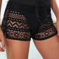 Black Lace Shorts Attached Swim Bottom