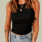 Black Seamless Sleeveless Rib Knit Crop Top