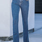 Blue Flap Pocket Back High Waist Flared Jeans