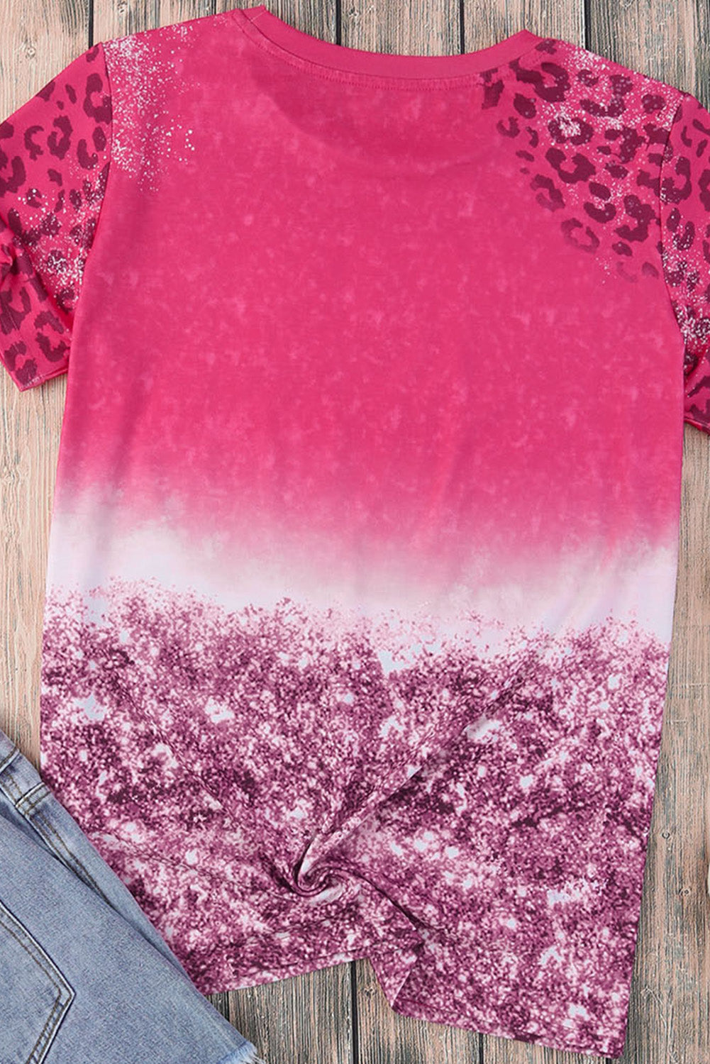 Pink MAMA Lightning Leopard Bleach Print Short Sleeve T Shirt