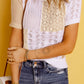 Apricot Color Block Knitted Short Sleeve T Shirt