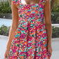 Ruffled Shirred Sleeveless High Rise Floral Mini Dress