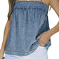 Blue Vintage Washed Adjustable Strap Denim Tank