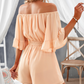 Ruffled Ruched High Waist Off Shoulder Romper