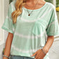 Green Tie-dye Stripes Print Top with Pocket