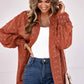 Swiss Dot Shirred Cuff Open Front Cardigan