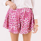 Rose Leopard Print Flutter Casual Shorts