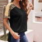 Leopard Print Color Block Sleeves Patchwork Tunic Top