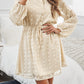 Buttoned Drawstring Long Puff Sleeve Shirt Dress