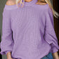 Women's Winter Casual Loose Halter Neck Cold Shoulder Ribbed Knit Sweater