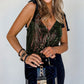 Green Sequin V Neck Shoulder Tie Bodysuit