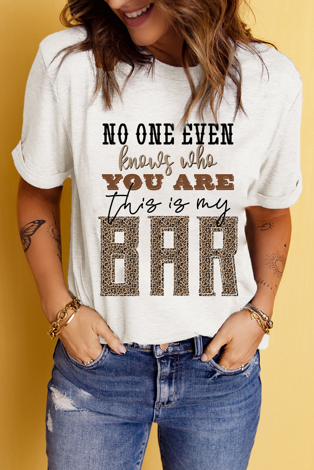 White This is my BAR Slogan Graphic T Shirt