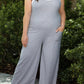 Plus Size Solid Color Spaghetti Straps Wide Leg Jumpsuit