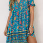 Blue Floral Print Empire Waist Flowy Dress