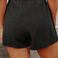 Black Paperbag Waist Drawstring Linen Blend Casual Shorts