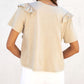 Khaki Ruffle Trim Short Sleeve T Shirt