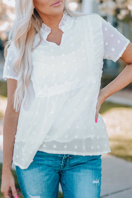 Swiss Dot Short Sleeve Flowy Top