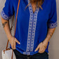 Chic Boho V Neckline Half Sleeve Blouse