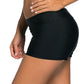 Black Wide Waistband Swimsuit Bottom Shorts