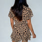 Wrap V Neck Ruffle Leopard Romper
