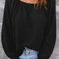 Square Neck Puff Sleeve Waffle Knit Top